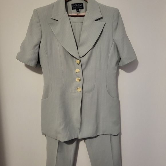 Vintage business look set jacket and pants size 14 modifies gray - Picture 5 of 9